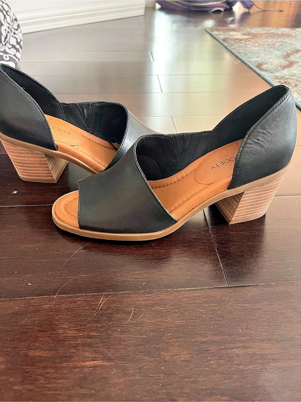 Sole Society Missy Peep Toe Wedge Sandals Black & Brown